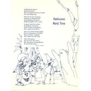 Halloween Party Time Ruth H. Underhill 1970s Poem Retro Kitsch Wall Art SE8